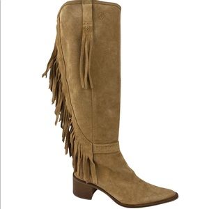 BRONX Tan Suede Fringe Boots